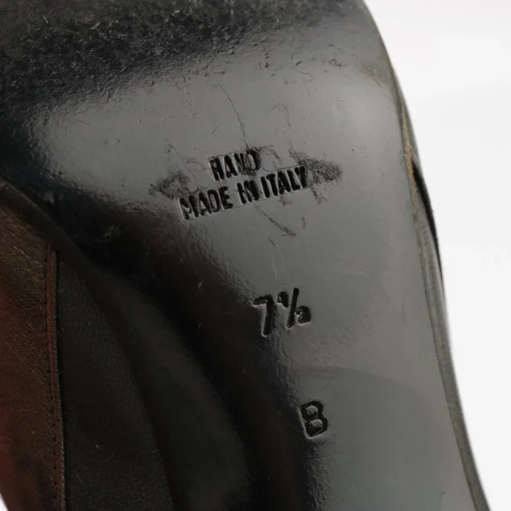 Vintage Oscar de la Renta‎ Womens Pump Size 7.5 Bronze Leather Cone Heel Shoes